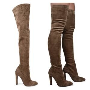 Ralph Lauren Collection Suede Over-the-Knee Thigh High Boots 38.5 Stiletto Heels